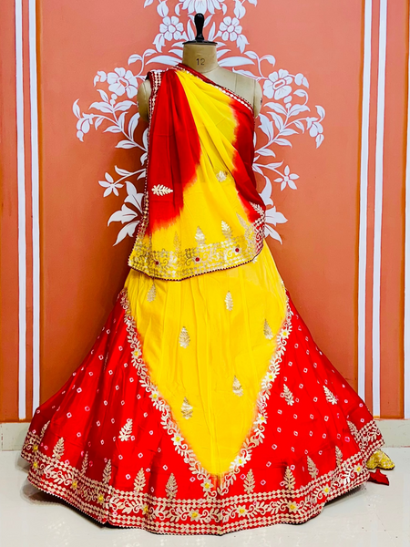 CHINON HANDWORK KACHI PATTI LEHENGA