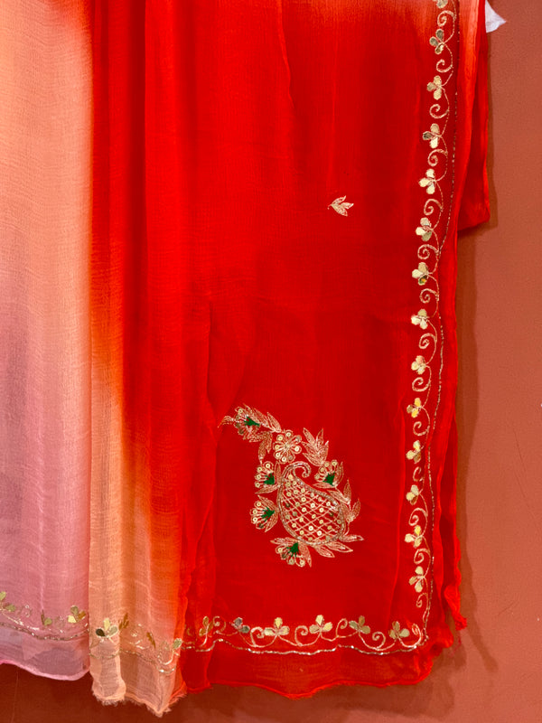 BOX DIE PURE CHIFFON MACHINE WORK SAREE