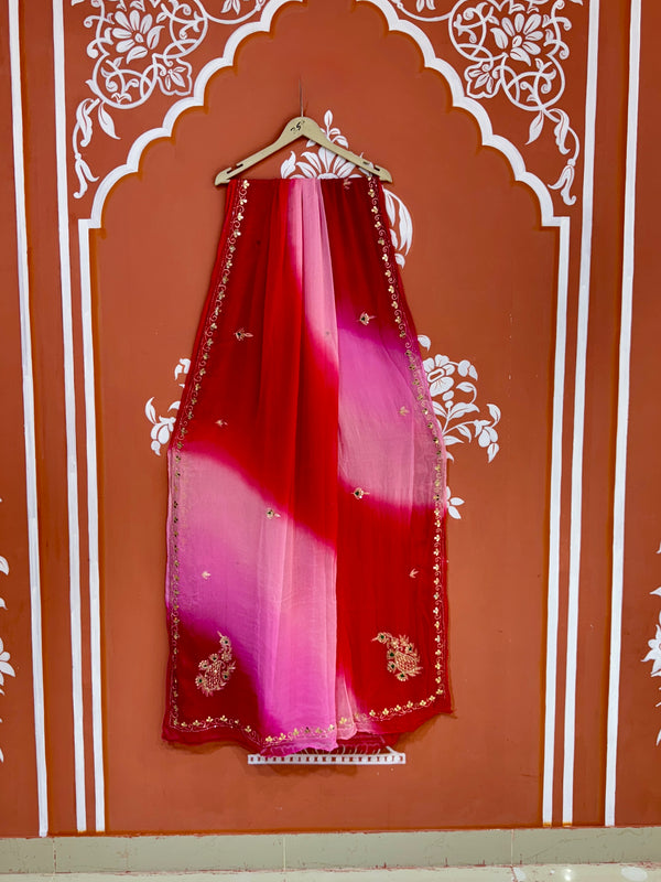 BOX DIE PURE CHIFFON MACHINE WORK SAREE