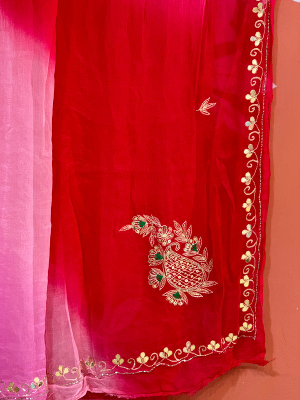 BOX DIE PURE CHIFFON MACHINE WORK SAREE