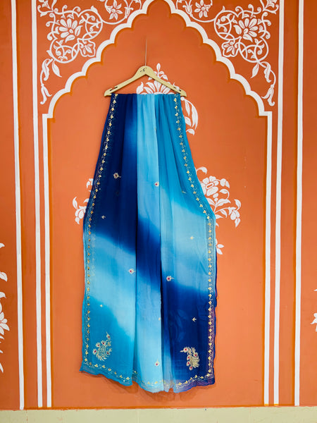 BOX DIE PURE CHIFFON MACHINE WORK SAREE