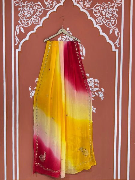 BOX DIE PURE CHIFFON MACHINE WORK SAREE