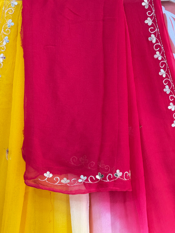 BOX DIE PURE CHIFFON MACHINE WORK SAREE
