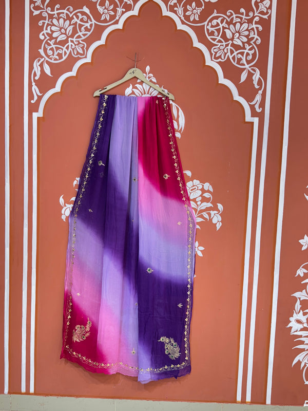 BOX DIE PURE CHIFFON MACHINE WORK SAREE