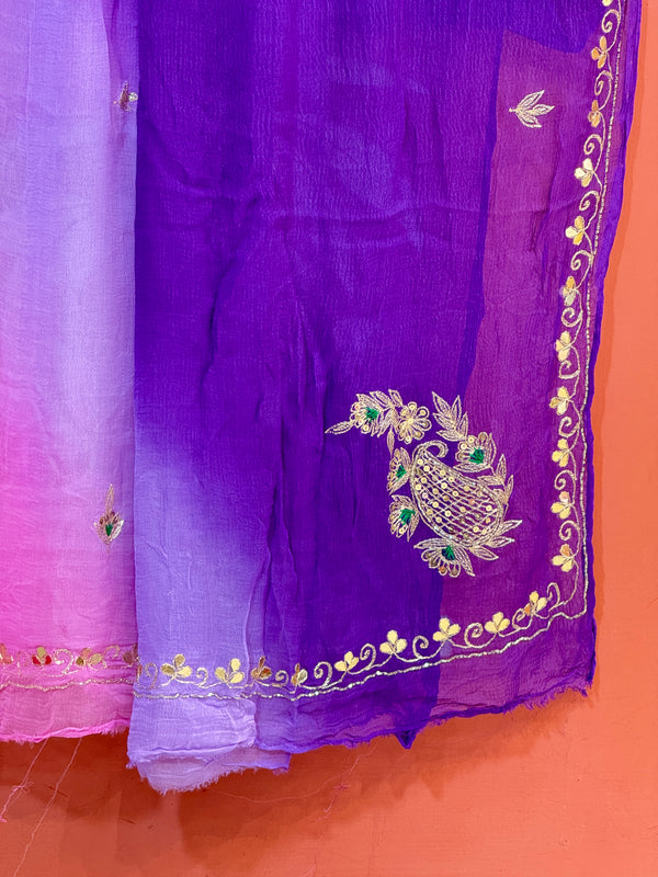 BOX DIE PURE CHIFFON MACHINE WORK SAREE