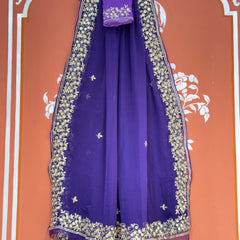 PITTAN WORK PURE CHIFFON SAREE