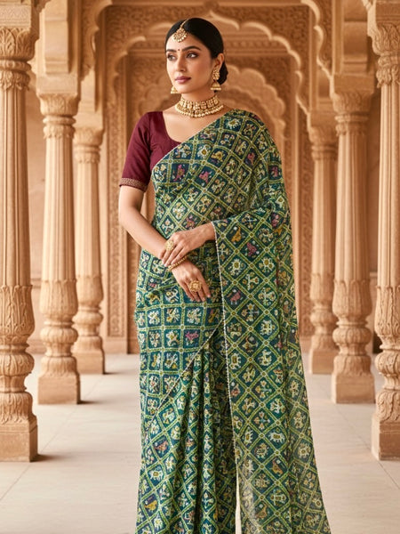 KOTA DORIYA ELEPHANT AJRAK SAREE