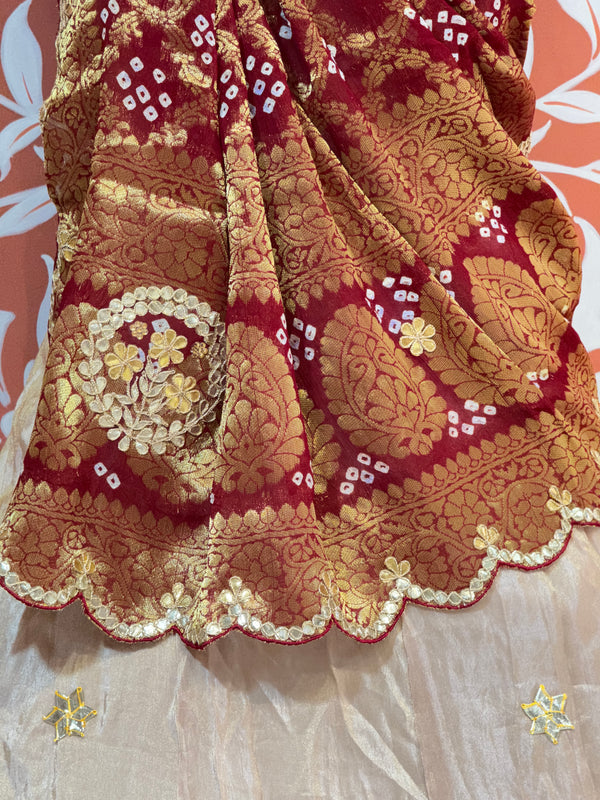 GOTA PATTI COSMOS TISSUE HANDWORK LEHENGA
