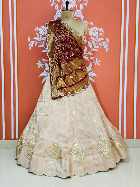 COSMOS TISSUE PURE GHATCHOLA GEORGETTE DUPATTA LEHENGA