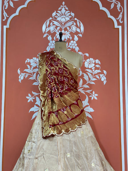 COSMOS TISSUE PURE GHATCHOLA GEORGETTE DUPATTA LEHENGA