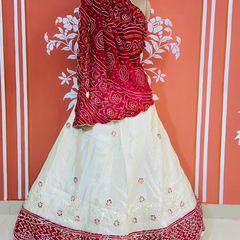 COSMOS TISSUE PURE BHANDEJ GEORGETTE DUPATTA LEHENGA