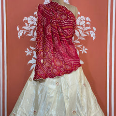 COSMOS TISSUE PURE BHANDEJ GEORGETTE DUPATTA LEHENGA