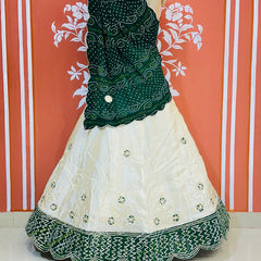 COSMOS TISSUE PURE BHANDEJ GEORGETTE DUPATTA LEHENGA