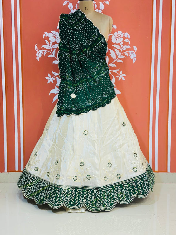 COSMOS TISSUE PURE BHANDEJ GEORGETTE DUPATTA LEHENGA