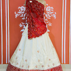 COSMOS TISSUE PURE BHANDEJ GEORGETTE DUPATTA LEHENGA