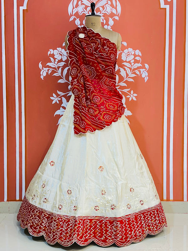 COSMOS TISSUE PURE BHANDEJ GEORGETTE DUPATTA LEHENGA