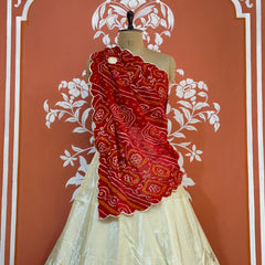 COSMOS TISSUE PURE BHANDEJ GEORGETTE DUPATTA LEHENGA