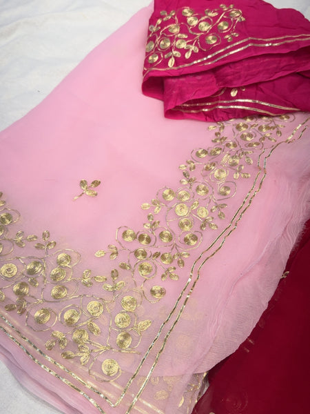 PITTAN WORK PURE CHIFFON SAREE