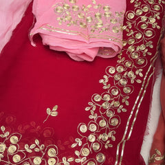 PITTAN WORK PURE CHIFFON SAREE