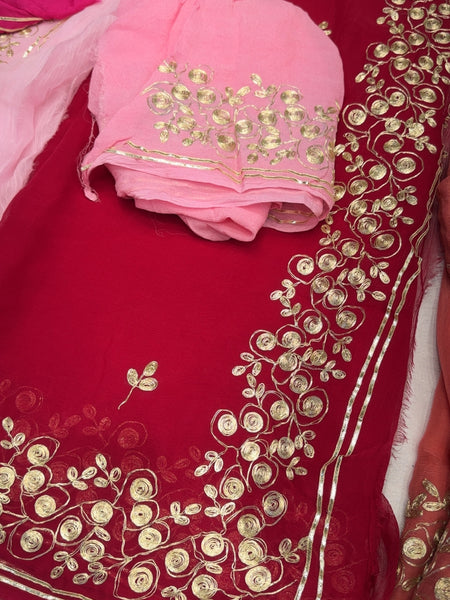 PITTAN WORK PURE CHIFFON SAREE