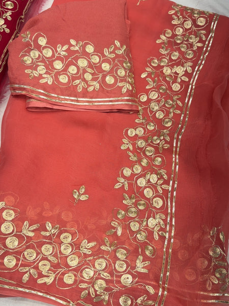PITTAN WORK PURE CHIFFON SAREE