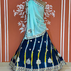CHINON AARI GOTA PATTI WORK LEHERIYA LEHENGA