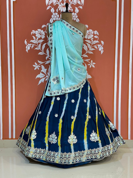CHINON AARI GOTA PATTI WORK LEHERIYA LEHENGA