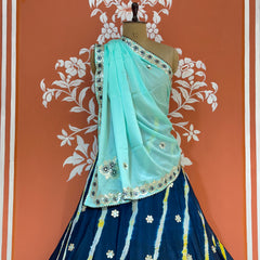 CHINON AARI GOTA PATTI WORK LEHERIYA LEHENGA