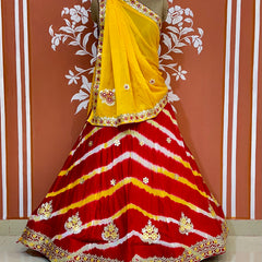 CHINON AARI GOTA PATTI WORK LEHERIYA LEHENGA