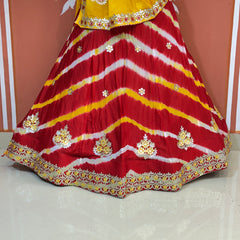 CHINON AARI GOTA PATTI WORK LEHERIYA LEHENGA