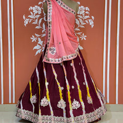 CHINON AARI GOTA PATTI WORK LEHERIYA LEHENGA