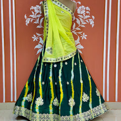 CHINON AARI GOTA PATTI WORK LEHERIYA LEHENGA