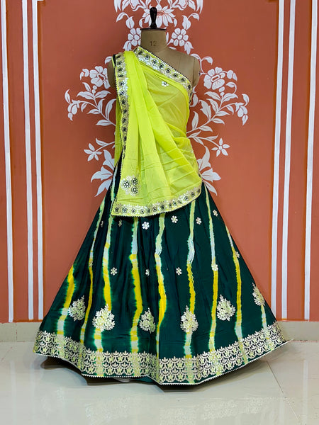 CHINON AARI GOTA PATTI WORK LEHERIYA LEHENGA