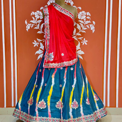 CHINON AARI GOTA PATTI WORK LEHERIYA LEHENGA