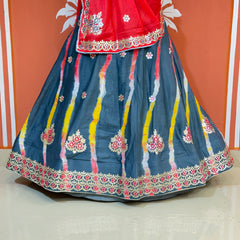 CHINON AARI GOTA PATTI WORK LEHERIYA LEHENGA