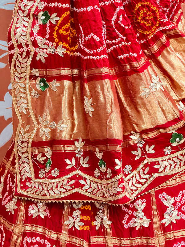 GAZI SILK ZARDOZI GOTA PATTI LEHENGA