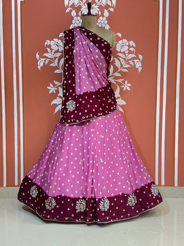 CHINON HANDWORK BHANDEJ LEHENGA