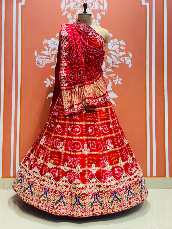 GAZI SILK ZARDOZI GOTA PATTI LEHENGA