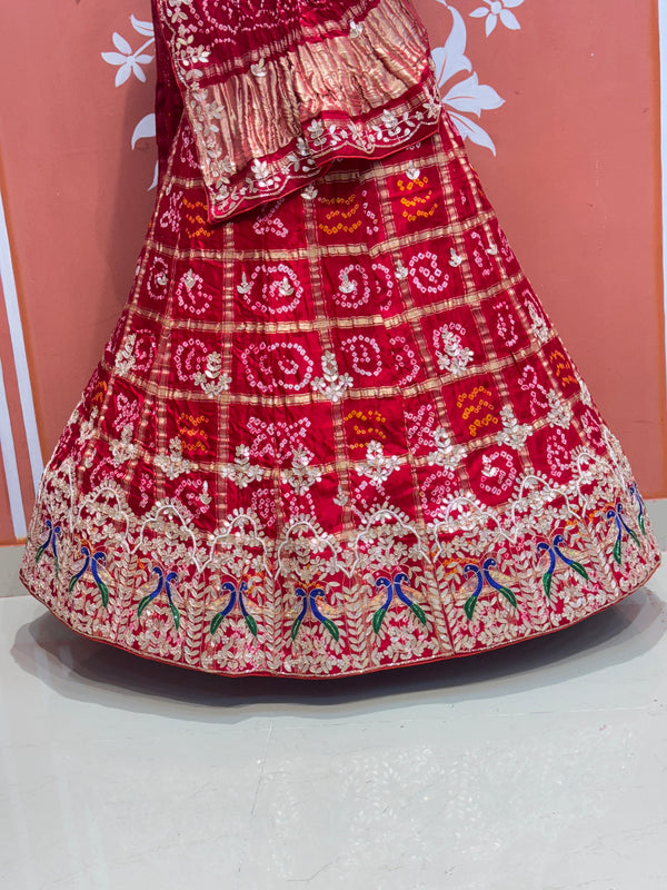 GAZI SILK ZARDOZI GOTA PATTI LEHENGA