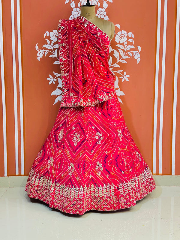 60GM GEORGETTE BANDHANI HANDWORK LEHENGA