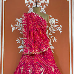 60GM GEORGETTE BANDHANI HANDWORK LEHENGA