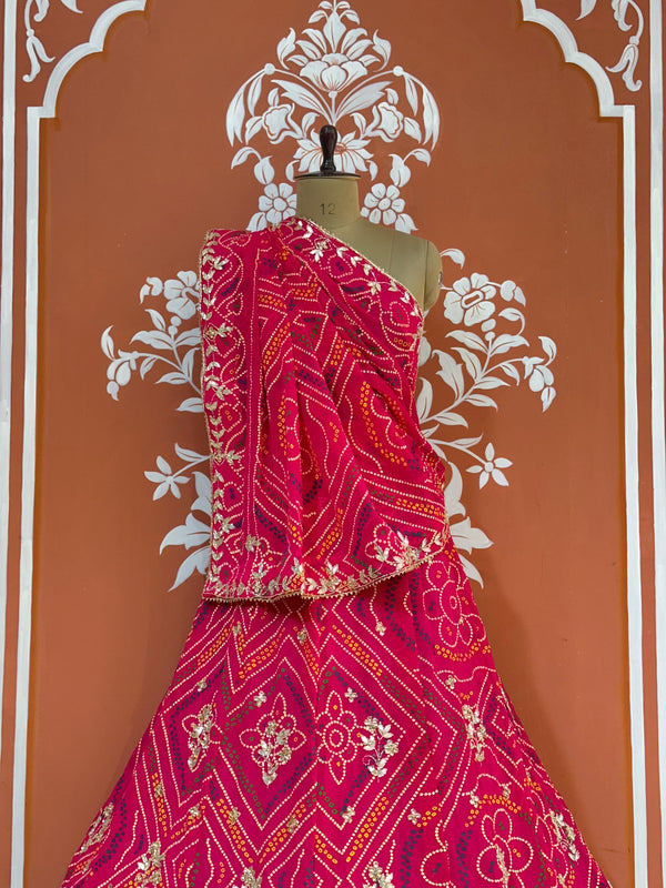 60GM GEORGETTE BANDHANI HANDWORK LEHENGA