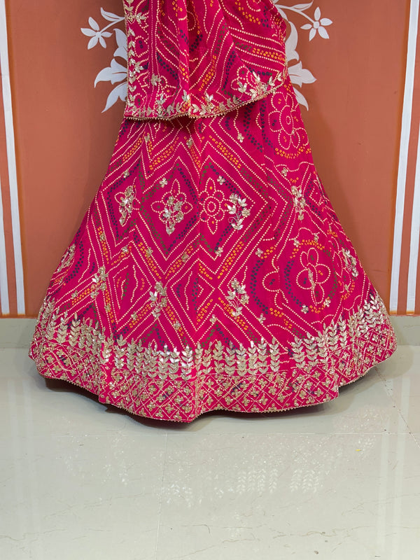 60GM GEORGETTE BANDHANI HANDWORK LEHENGA