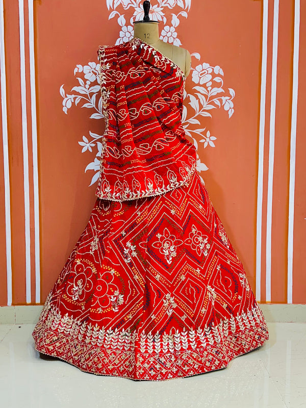 60GM GEORGETTE BANDHANI HANDWORK LEHENGA