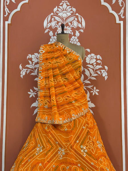 60GM GEORGETTE BANDHANI HANDWORK LEHENGA