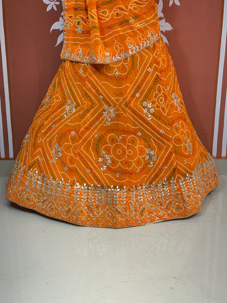60GM GEORGETTE BANDHANI HANDWORK LEHENGA