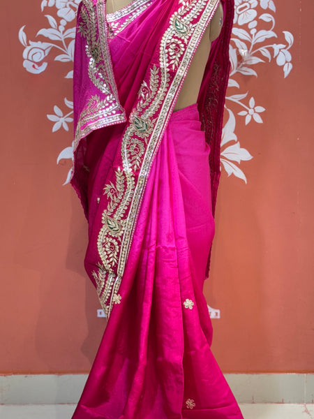 PURE UPADA SILK HANDWORK GOTA PATTI SAREE