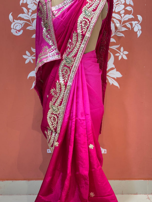 PURE UPADA SILK HANDWORK GOTA PATTI SAREE