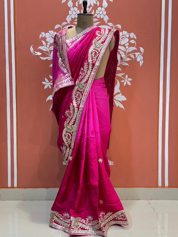 PURE UPADA SILK HANDWORK GOTA PATTI SAREE