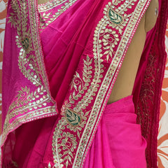 PURE UPADA SILK HANDWORK GOTA PATTI SAREE
